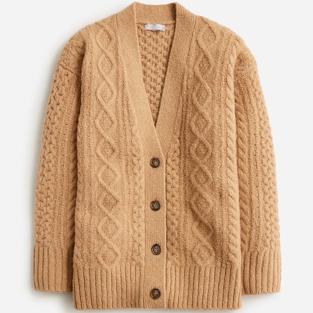 J Crew Cable-knit stretch cardigan sweater Women’s XS Wool Blend